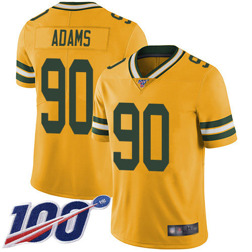 Green Bay Packers Limited Gold Men #90 Adams Montravius Jersey Nike NFL 100th Season Rush Vapor Untouchable->nfl t-shirts->Sports Accessory